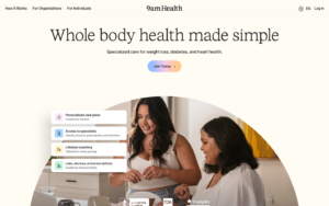 9amHealth homepage showing GLP-1 weight loss services