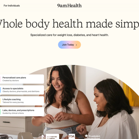 9amHealth homepage showing GLP-1 weight loss services