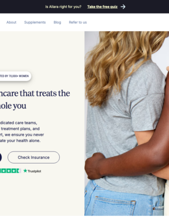 Allara Health homepage showing GLP-1 weight loss services