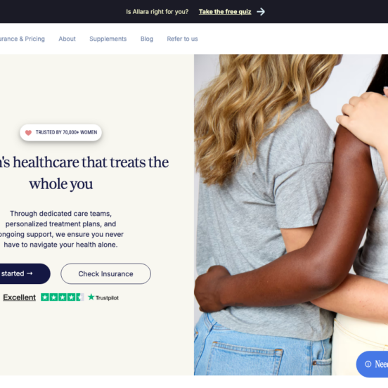 Allara Health homepage showing GLP-1 weight loss services