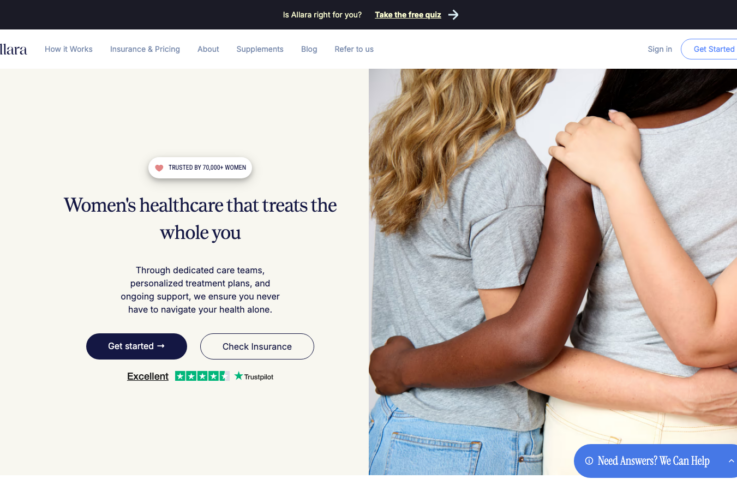 Allara Health homepage showing GLP-1 weight loss services