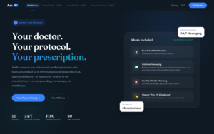 Ask-RX homepage showing GLP-1 weight loss services