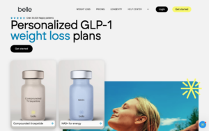 Belle homepage showing GLP-1 weight loss services