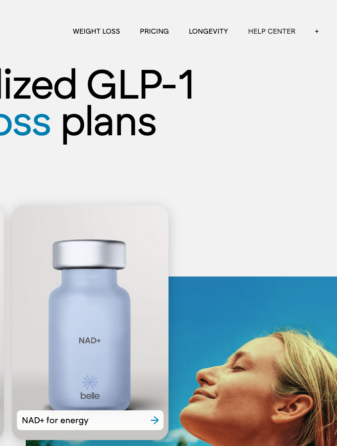 Belle homepage showing GLP-1 weight loss services