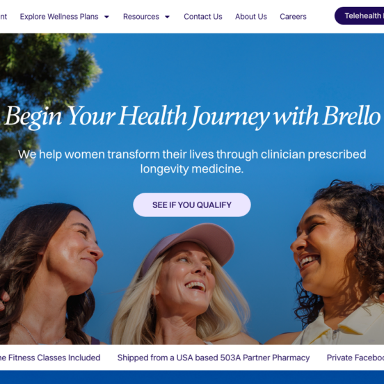 Brello Health homepage showing GLP-1 weight loss services