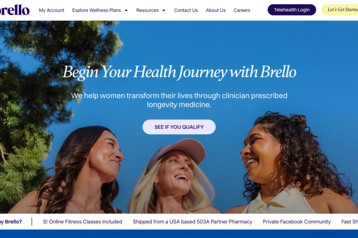 Brello Health homepage showing GLP-1 weight loss services