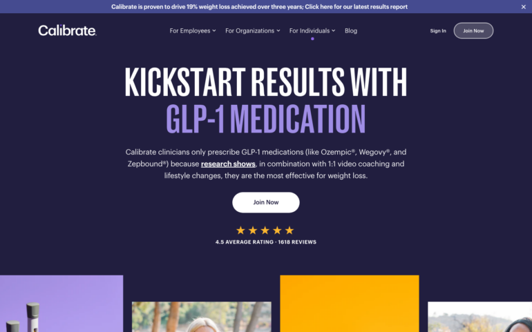 Calibrate GLP-1 weight loss program page
