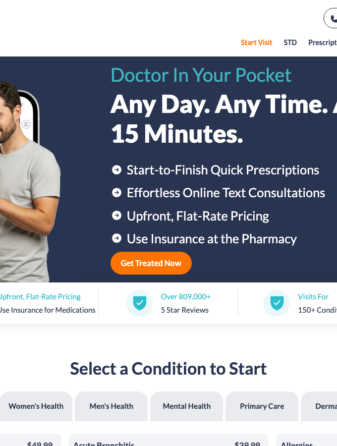 Call-On-Doc homepage showing GLP-1 weight loss services