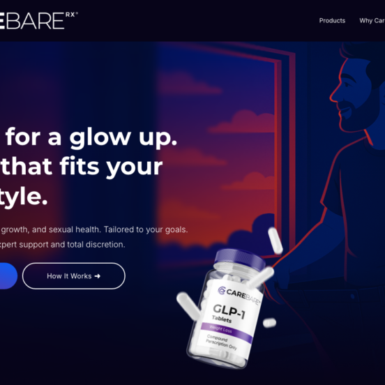 CareBareRX homepage showing GLP-1 weight loss services