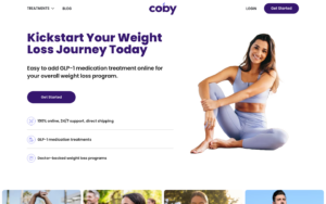 Coby Health homepage showing GLP-1 weight loss services