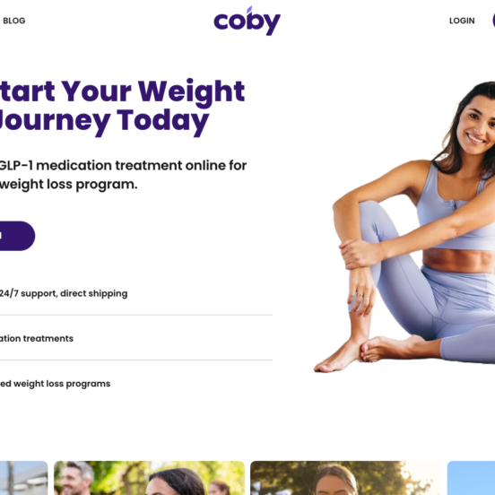 Coby Health homepage showing GLP-1 weight loss services