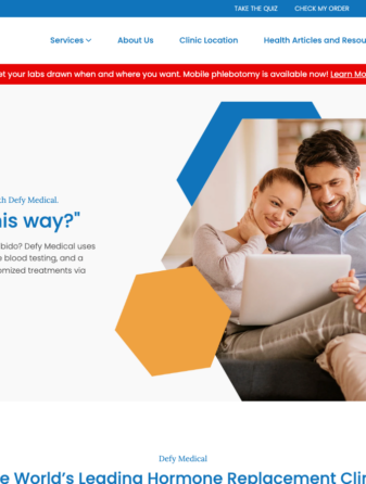 Defy Medical homepage showing GLP-1 weight loss services