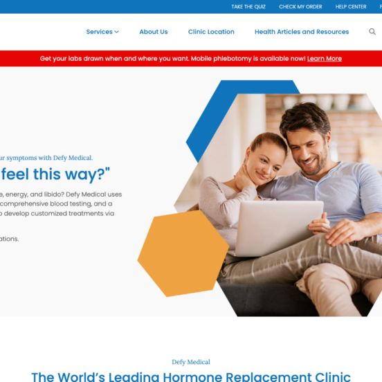 Defy Medical homepage showing GLP-1 weight loss services