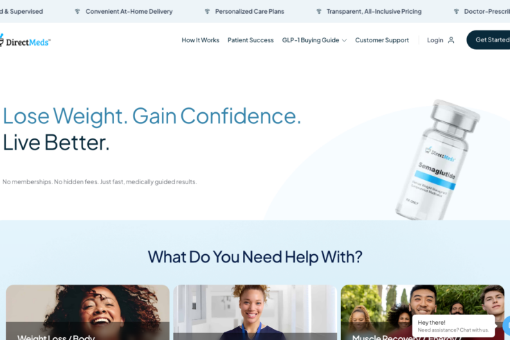 Direct Meds homepage showing GLP-1 weight loss services