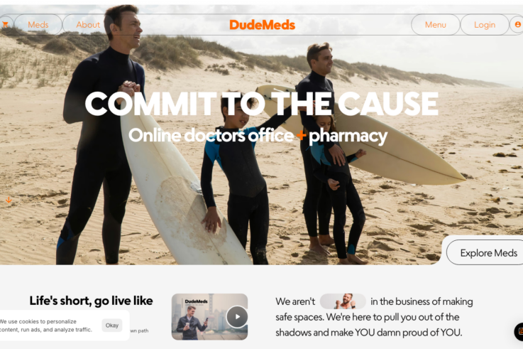 Dude Meds homepage showing GLP-1 weight loss services