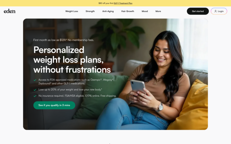 Eden GLP-1 weight loss program page