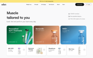 Eden homepage showing GLP-1 weight loss services