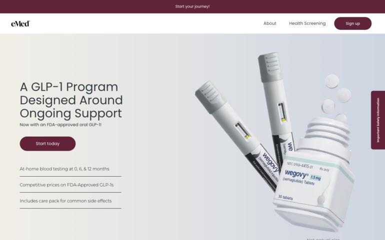 eMed GLP-1 weight loss program page