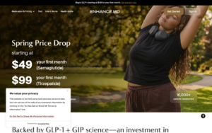 Enhance Md homepage showing GLP-1 weight loss services