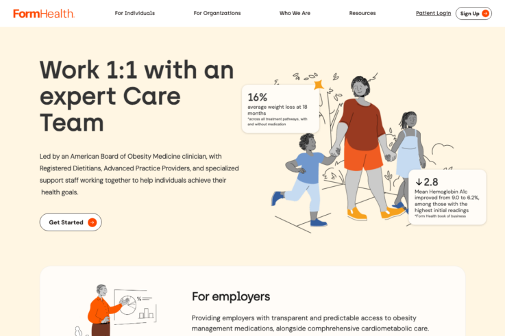 Form Health homepage showing GLP-1 weight loss services
