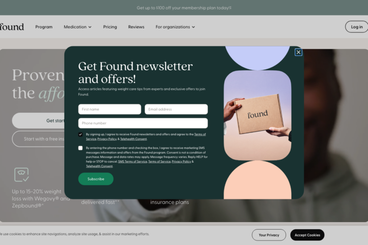 Found homepage showing GLP-1 weight loss services