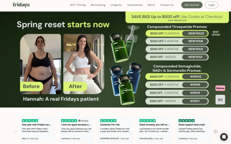 Fridays Health GLP-1 weight loss program page