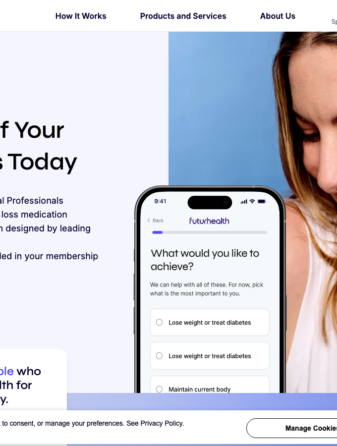 FuturHealth homepage showing GLP-1 weight loss services