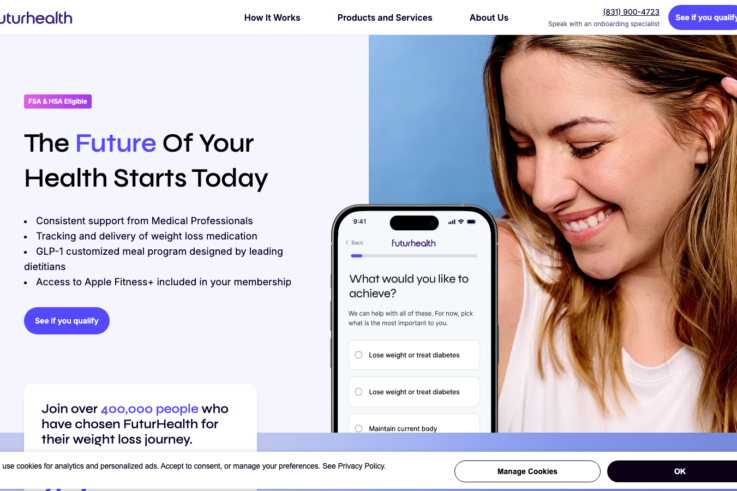 FuturHealth homepage showing GLP-1 weight loss services