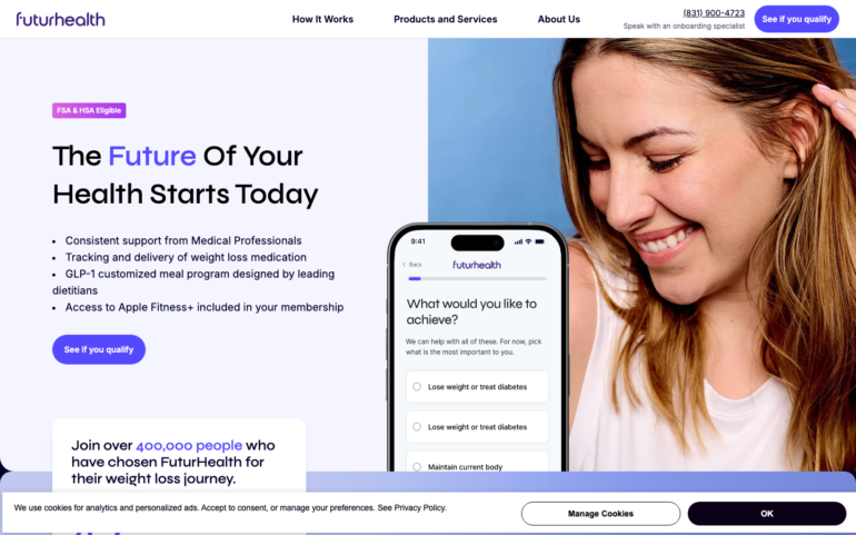 FuturHealth homepage showing GLP-1 weight loss services