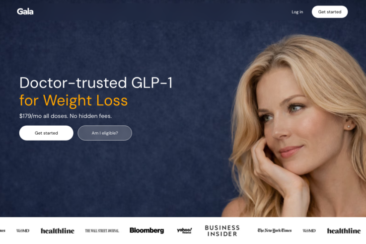 Gala GLP-1 homepage showing GLP-1 weight loss services
