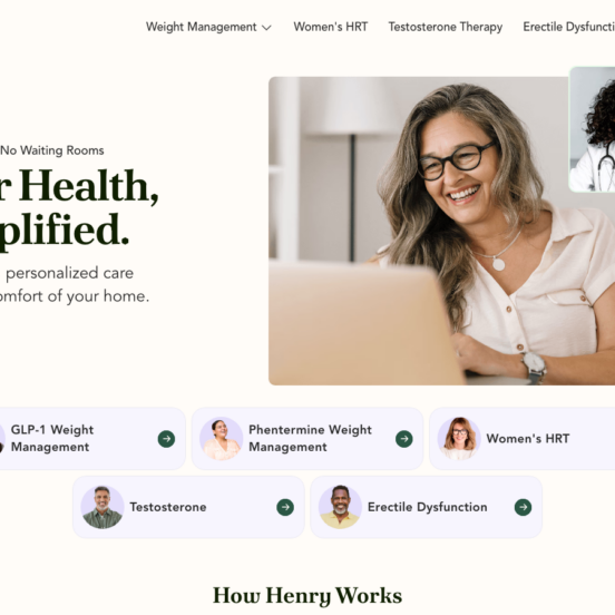 Henry Meds homepage showing GLP-1 weight loss services