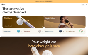 Hims/Hers homepage showing GLP-1 weight loss services