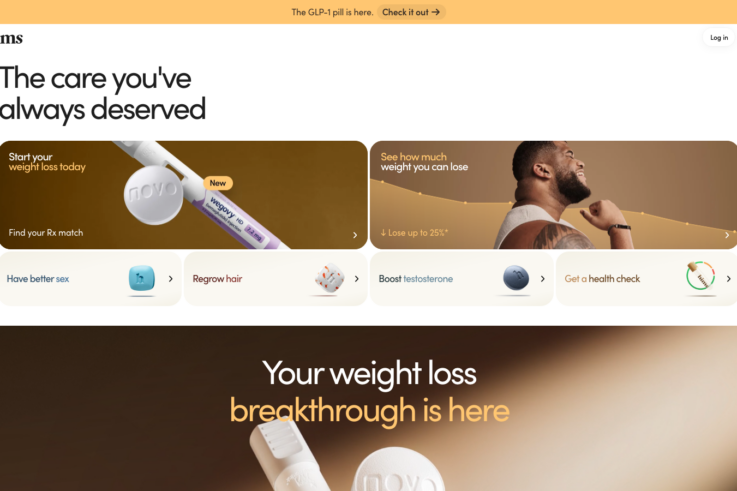 Hims/Hers homepage showing GLP-1 weight loss services