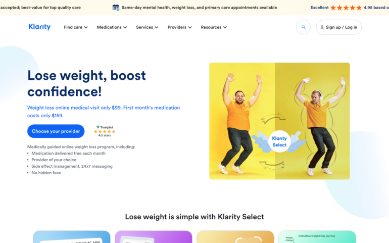 Klarity Health GLP-1 weight loss program page