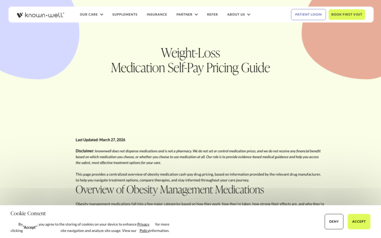 knownwell GLP-1 weight loss program page