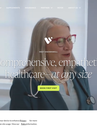 knownwell homepage showing GLP-1 weight loss services