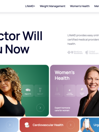LifeMD homepage showing GLP-1 weight loss services