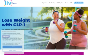 LIV by WellNow homepage showing GLP-1 weight loss services