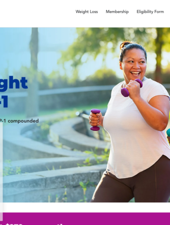 LIV by WellNow homepage showing GLP-1 weight loss services