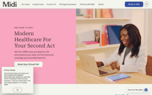 Midi Health homepage showing GLP-1 weight loss services