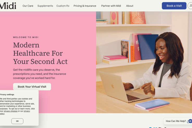 Midi Health homepage showing GLP-1 weight loss services