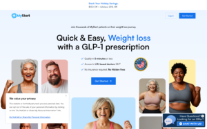 MyStart Health homepage showing GLP-1 weight loss services