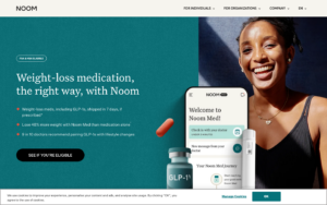 Noom homepage showing GLP-1 weight loss services