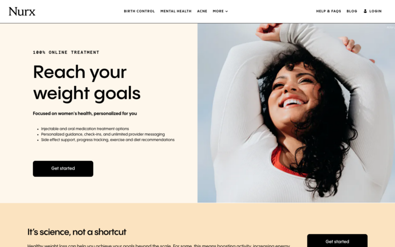 Nurx GLP-1 weight loss program page