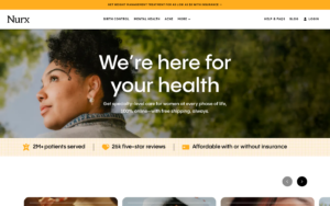 Nurx homepage showing GLP-1 weight loss services
