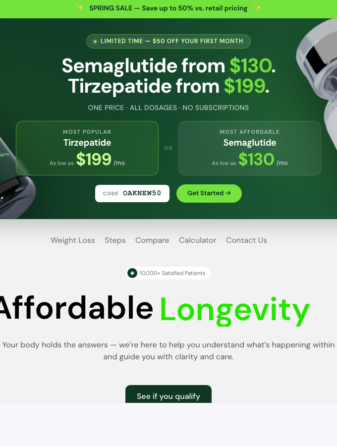 Oak Weight Loss Program homepage screenshot