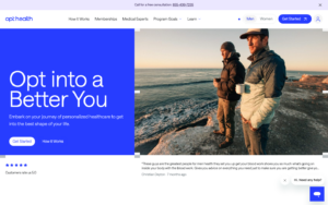 Opt Health homepage showing GLP-1 weight loss services