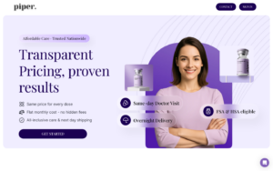 Piper homepage showing GLP-1 weight loss services