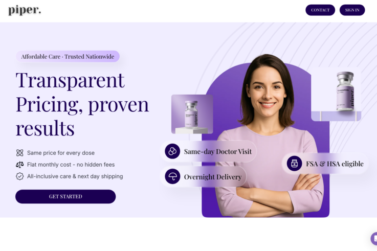 Piper homepage showing GLP-1 weight loss services