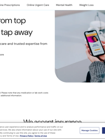 PlushCare homepage showing GLP-1 weight loss services